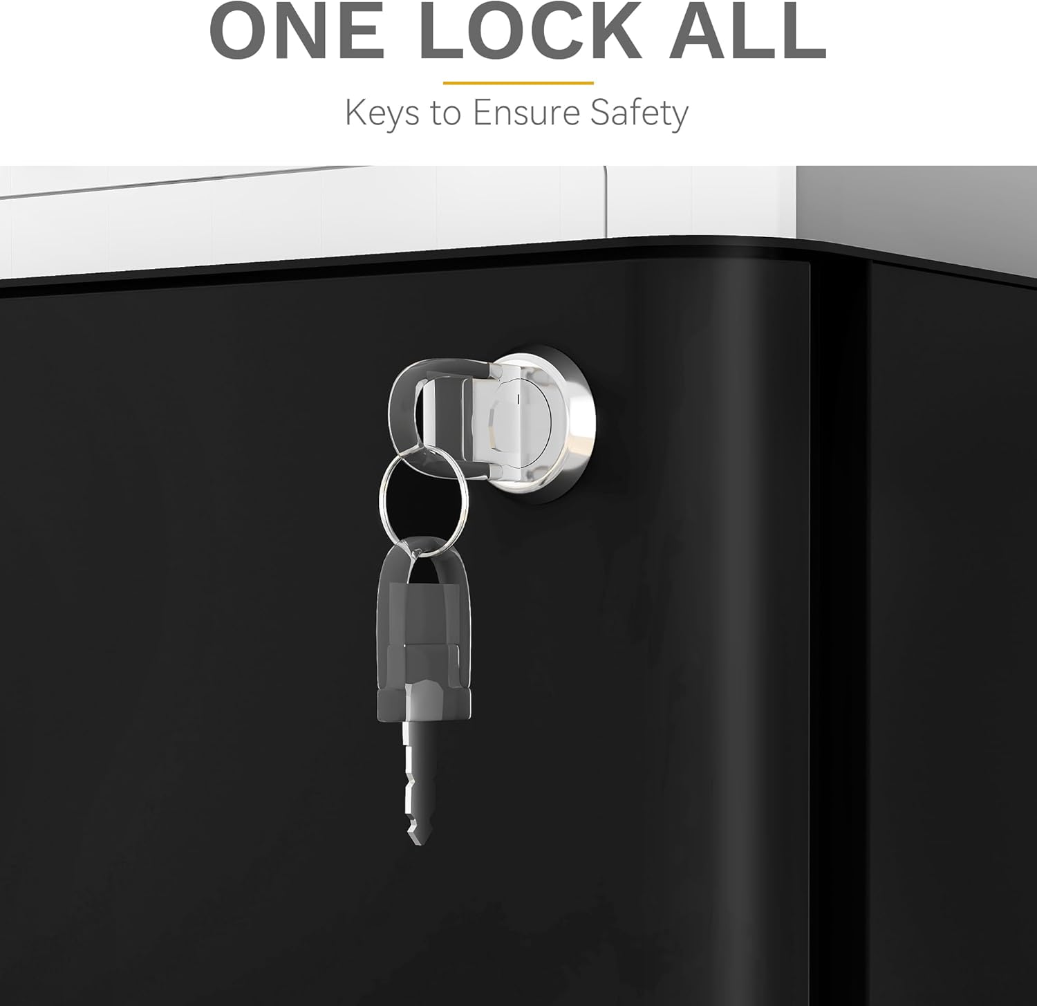 DWVO 3-Drawer Vertical File Cabinet, Mobile Filing Cabinet with Lockable, Pre-Assembled Compact Slim File Cabinet, Portable Office Storage for A4/Letter/Legal Documents (Black)