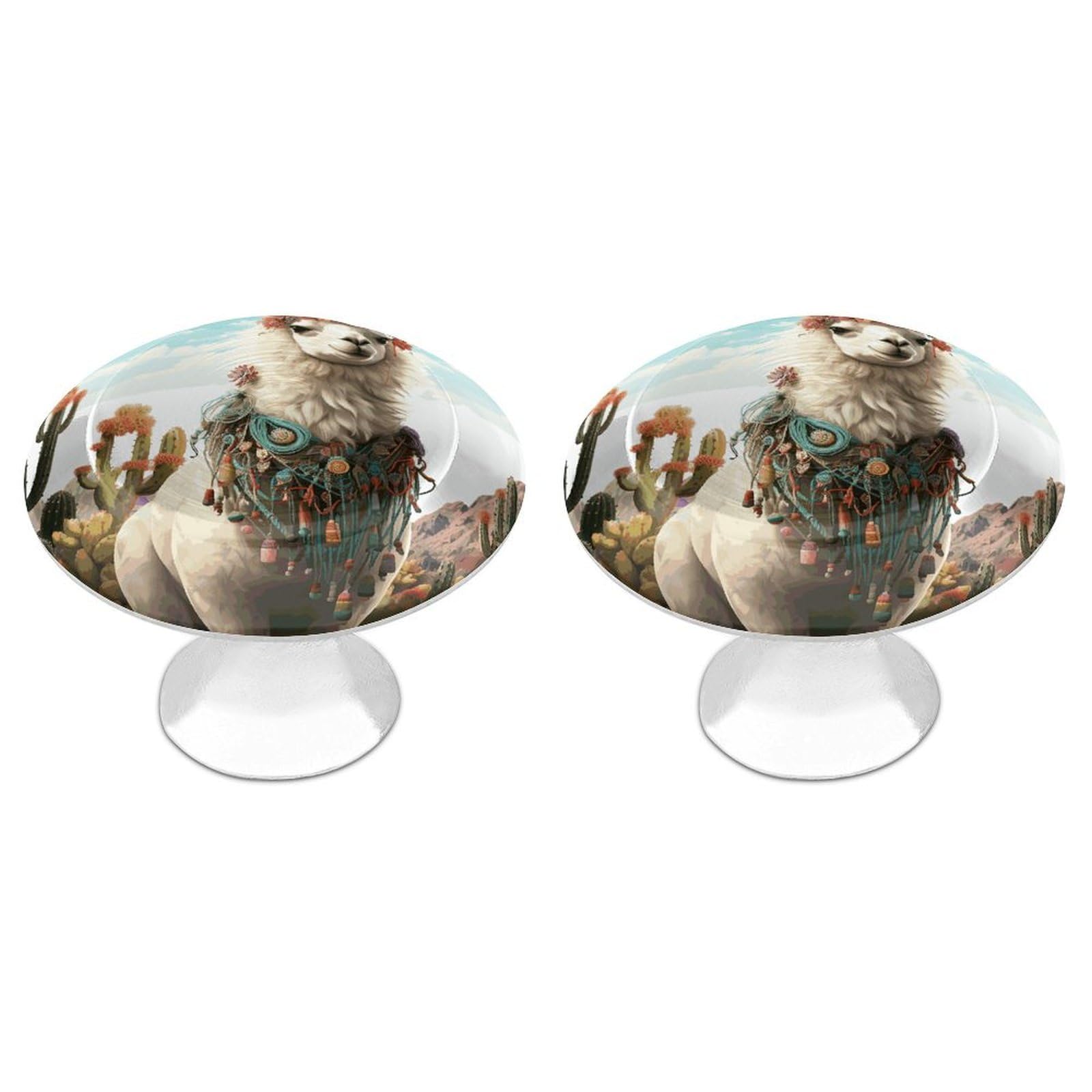 FekiLoot Mexican Llama Cactus Cabinet Knob Kitchen Drawer Knob Stainless Steel Round Drawer Pulls Modern Cabinet Hardware Vintage Dresser Drawer for Kitchen Bathroom Closet Dresser Cabinets