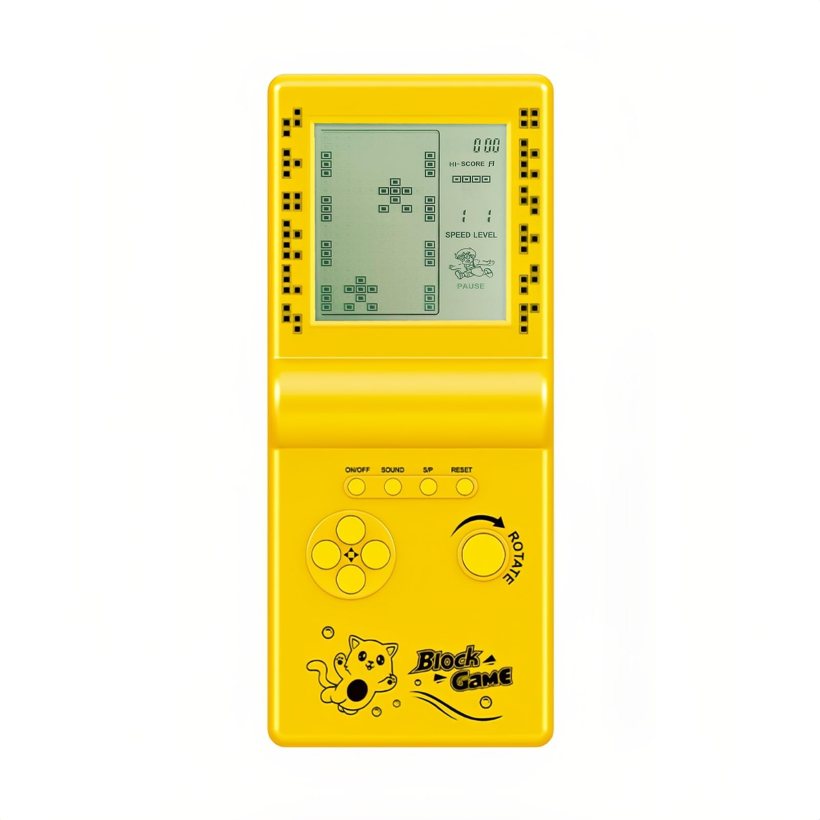 CZT Cube Consola de Juegos Pantalla Grande 999 en 1 Juego de Bloques Consola portátil Retro Ladrillos electrónicos portátiles Puzzle Regalos de Juguetes para niños/Estudiantes/Novios(Amarillo)