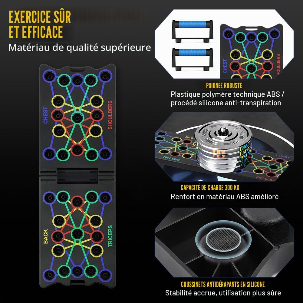 Flintronic 12/13/24/28 en 1 Planche Push up, Push Up Board Pliable, Planche a Pompe avec Poignées, Planche Pompe à Domicile Portable pour Pratiquer épaules, Poitrine, Entraînement Complet du Corps