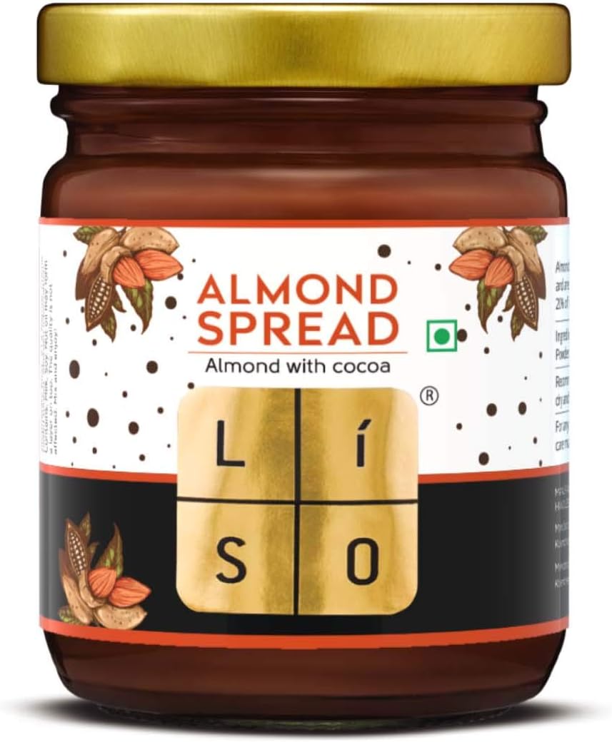 LISO Almond Spread | Made with Goodness of Almonds and Belgian Cocoa Powder | 100% Vegetarian with No Palm Oil, 190 gm