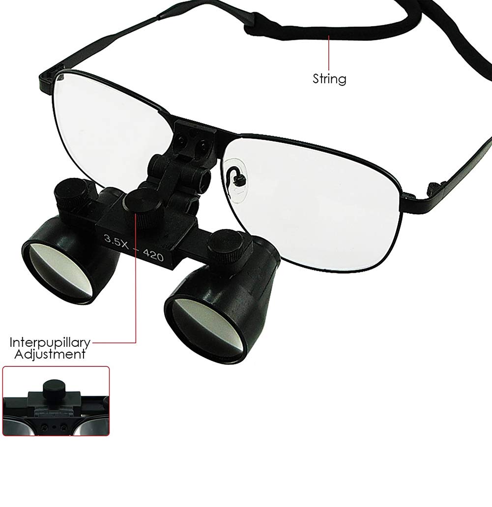 Lente Binocolo Chirurgico con Faro a LED, Montatura Titanio per Procedure Odontoiatriche e