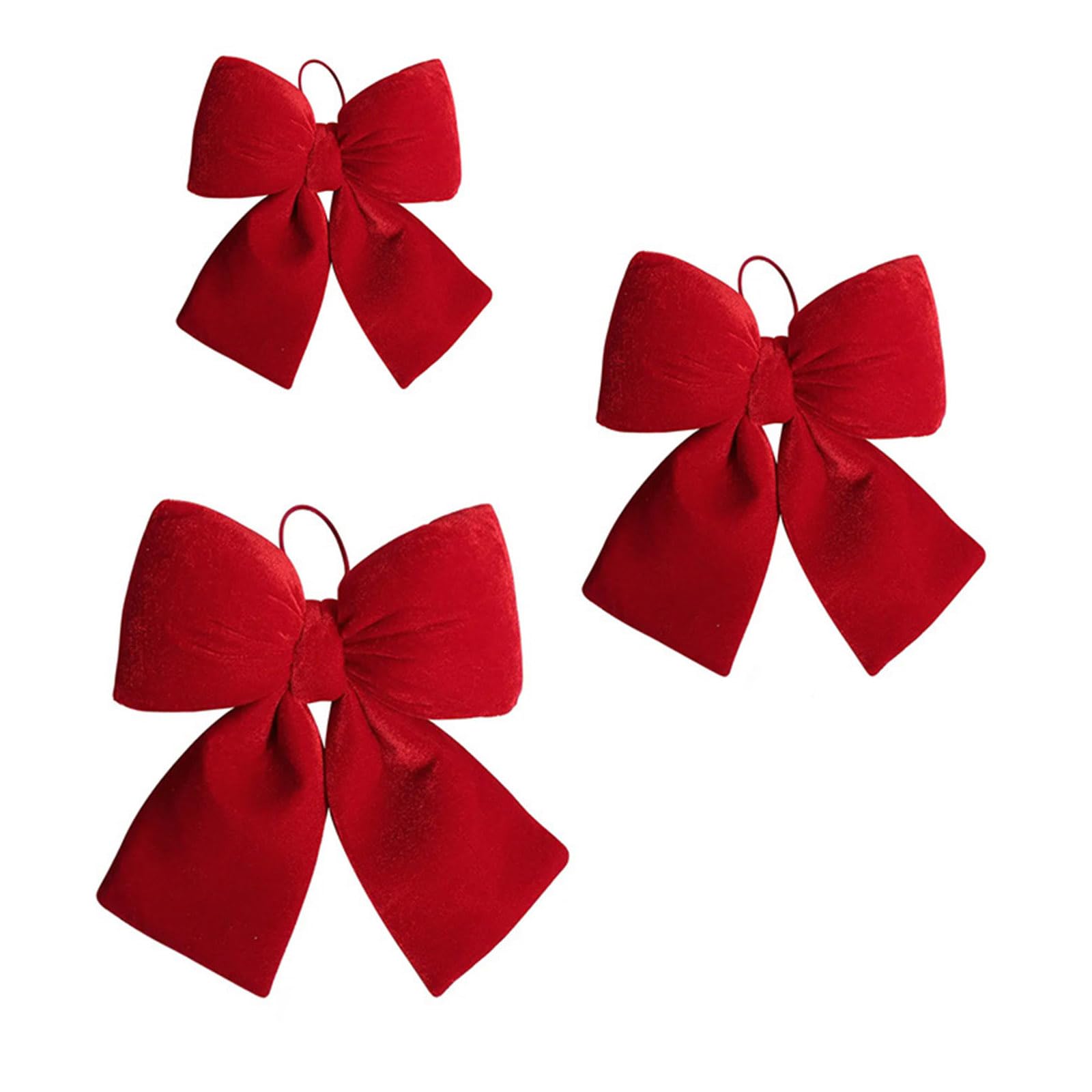 Tsophreniq 3Pcs Velvety Fabric Bowknot Holiday Tree Bowknot Decoration for Christmas Tree Door Wreath Mantels Wedding Backdrops Red Velvety Christmas Decoration