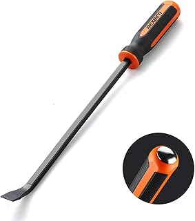 REXBETI 16 Inch Pry Bar Set Thicker Strike Cap Handle, Black Orange, Comfortable Non-Slip Double Angled Tip Handled