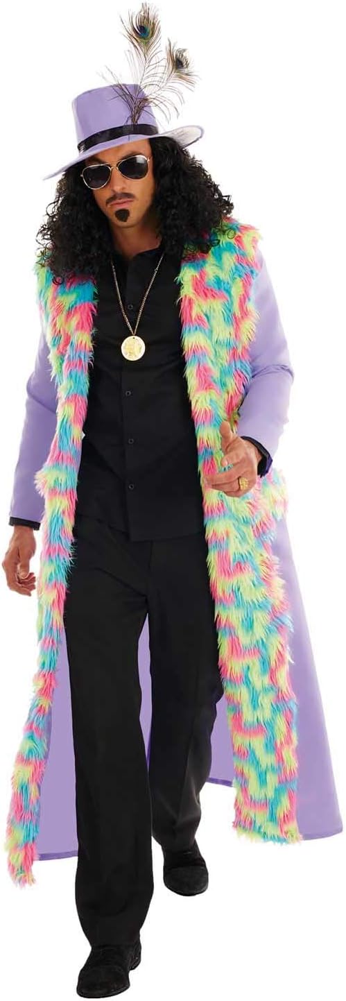 Mens Pimp Costume Adults 1970s Disco Stag Night Fancy Dress Outfit