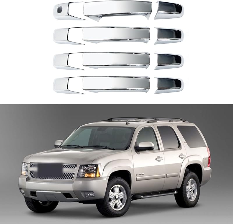 Capa de acabamento cromada para maçanetas externas BENXUTO para Chevrolet e GMC – 4 portas sem furo para chave do passageiro