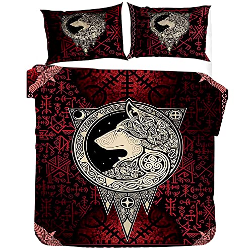 Housse de couette Fenrir Wolf ensemble literie Viking mythologie nordique 3 pièces 200x200 - 2