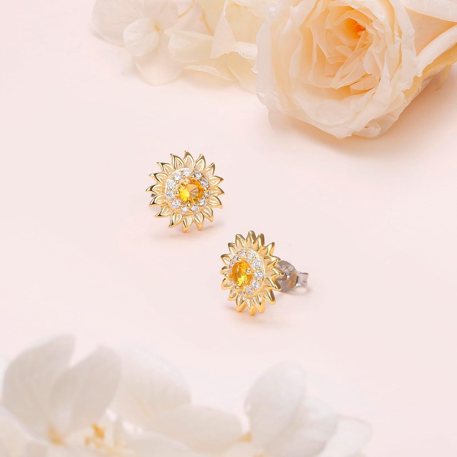 Flower Stud Earrings for Women S925 Sterling Silver Floral Earrings Studs Jewelry Birthday Gift - Image 5