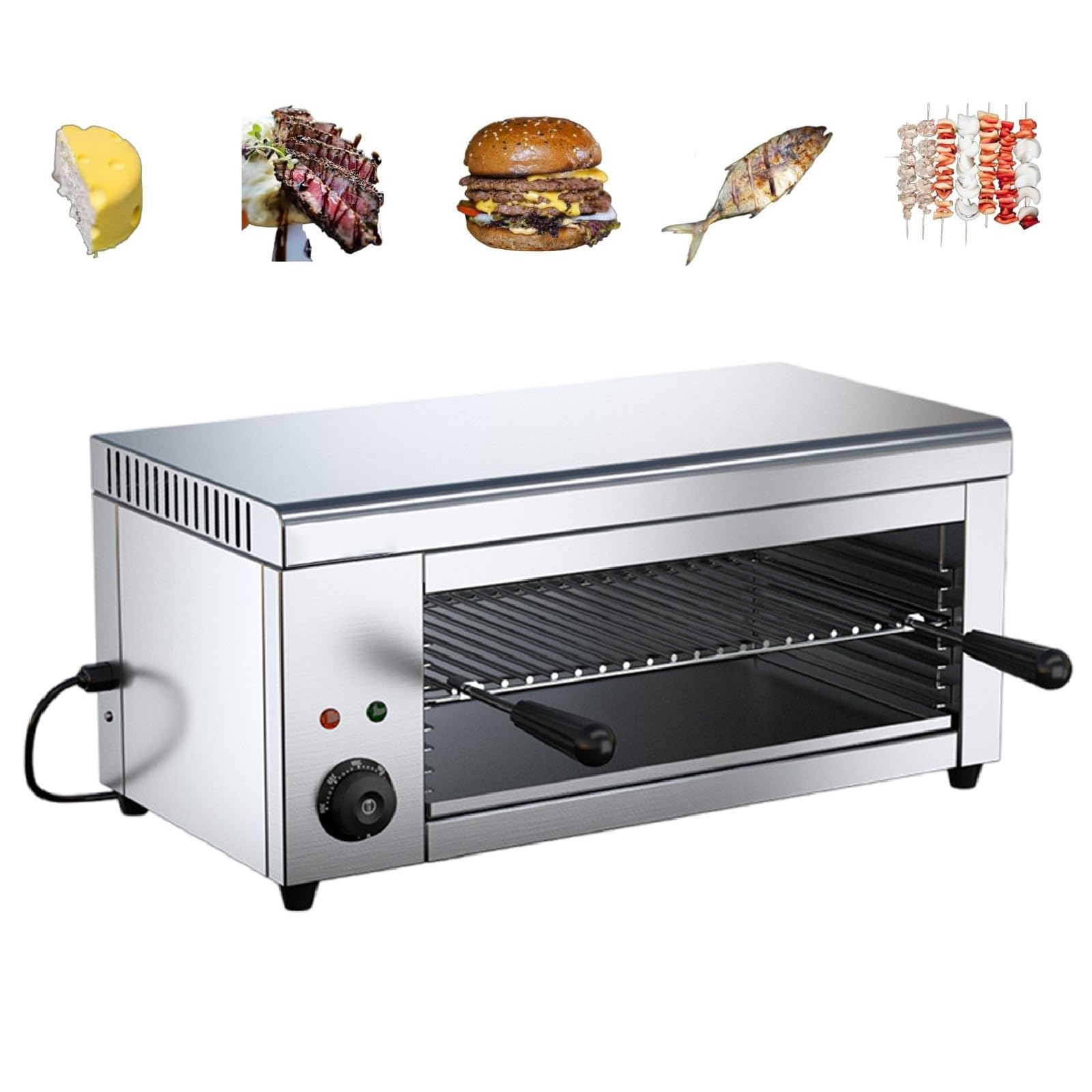 Salamandra Tostadora Fundidora de Queso Empotrada 2000W, Parrilla de Mostrador Eléctrica Raclette Fundidora 122-572°F, Parrilla Fundidora para Sándwiches de Queso Derretido Filetes
