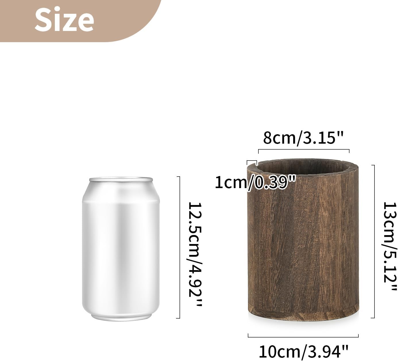 NUPTIO Wood Vases Rustic Centerpiece: 6 Pcs 5.1" Wooden Vase for Home Decor - Brown Small Vase for Wedding Table Living Room Shelf Decor