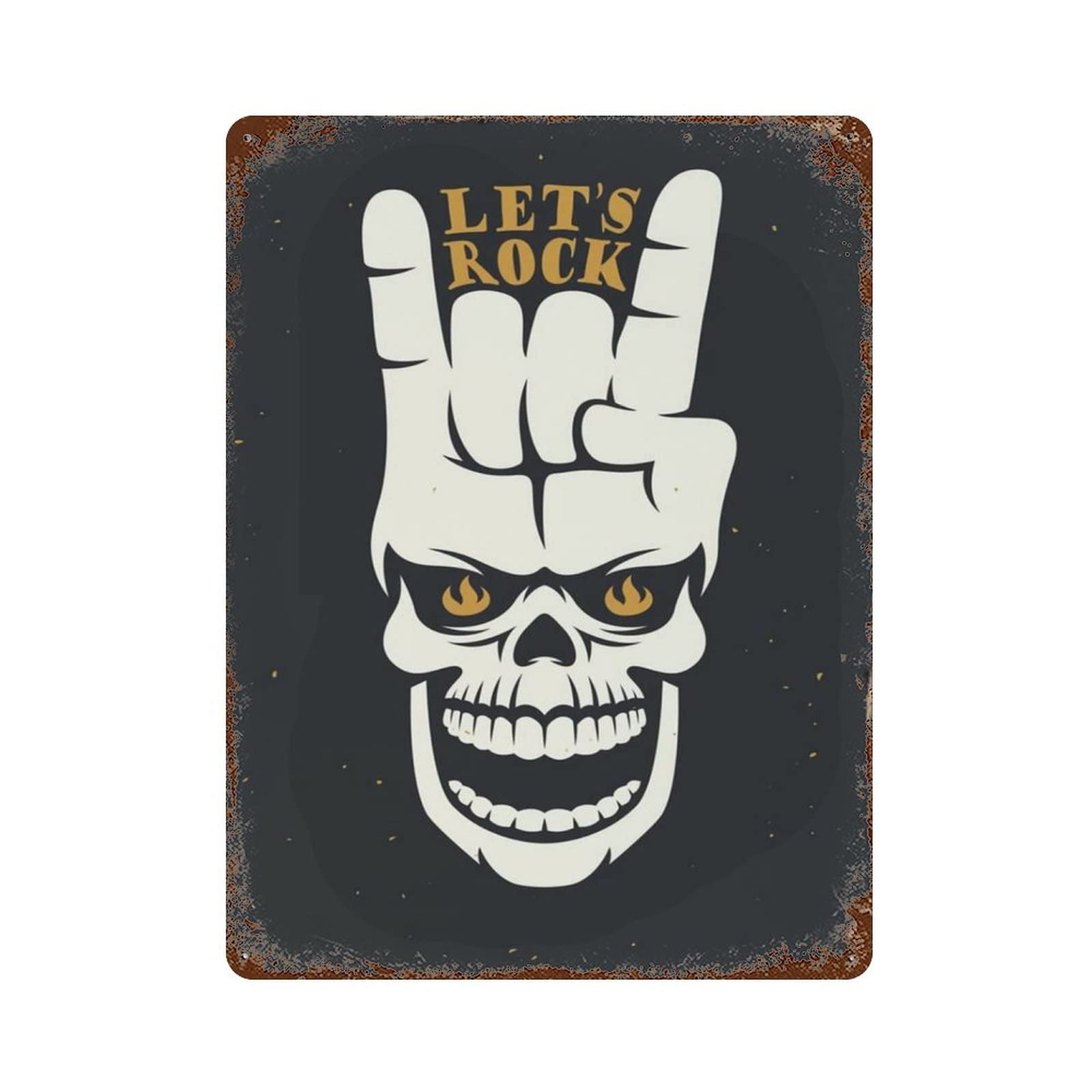 AOOEDM Let's Rock Music Vintage Metal Sign Tin Sign for Home Bar Pub Kitchen Man Cave Tin Sign Wall Decor Poster Wall Plaque
