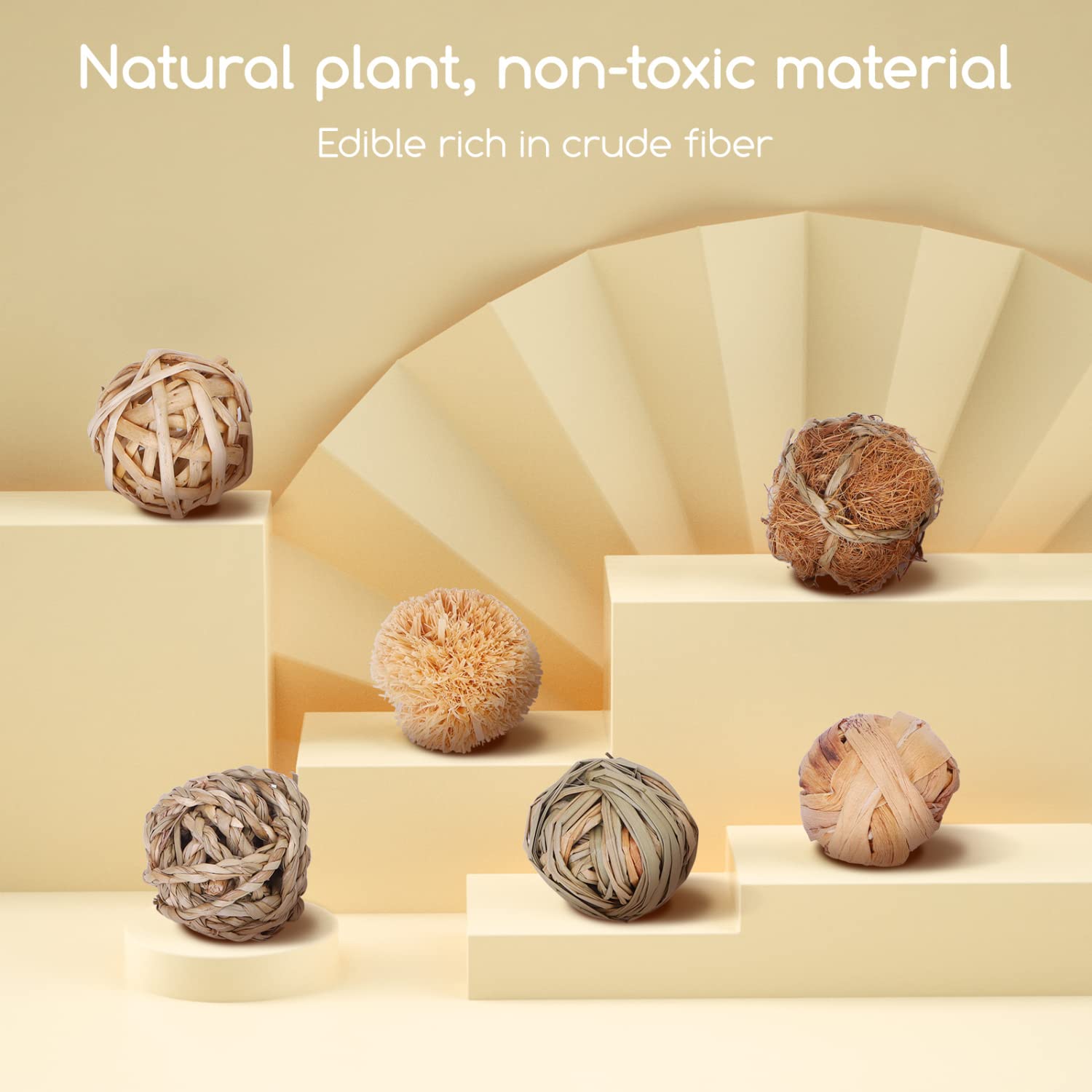 Nobleza 6 Pezzi Piccoli Animali Che Giocano a Palle, Palle d'Erba da Masticare e Giocattoli da Masticare a Rotolamento per Migliorare la Salute Dentistica degli Animali Domestici per Conigli