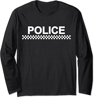 POLICE COSTUME TEE UK BRITISH BLACK AND WHITE FRONT & BACK Long Sleeve T-Shirt