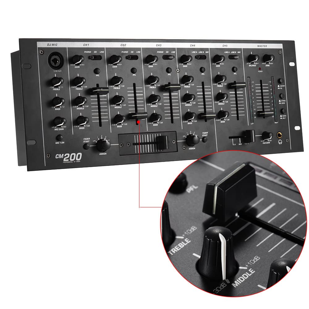 Mesa de Mezclas,ERYUE Profesional de 5 canales para DJ de montaje en rack mezclador estéreo consola de mezclas