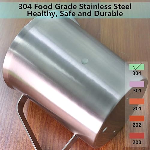 Vista 5 de Newness Taza medidora de acero inoxidable, taza medidora de metal con asa (actualizada, 3 marcas, incluye escala de taza/ml/onza), 16 onzas