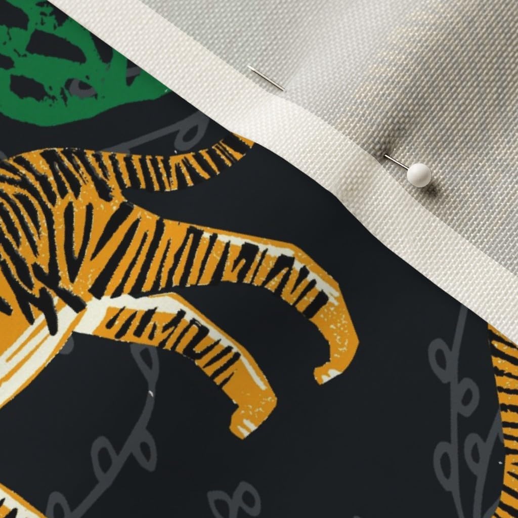 Spoonflower Fabric - Safari Tiger Green Animal Pattern Block Print Printed on Upholstery Velvet Fabric Fat Quarter - Upholstery Home Decor Bottomweight Apparel
