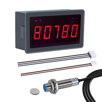 5-bit LED Tachometer, ICSTATION DC 5V-30V RPM Speed Meter Digital Motor Tachometer, Supports RPM/s Mode, Frequency Division & Filtering Function, Revolution Meter With Hall Proximity Switch Sensor NPN