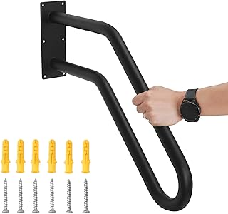 Sidasu 1pcs U-shaped Wall Mount Handrail Iron Outdoor Grab Bar Black Hand railings for 1 to 3 Steps Stairs(Dia 1" Iron Pip...