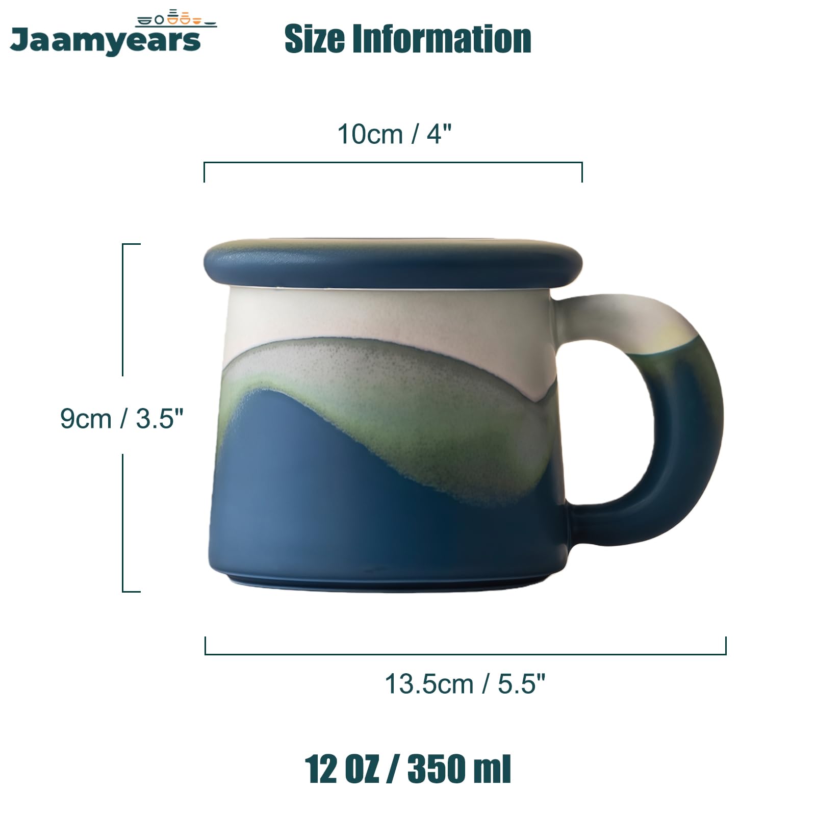 Taza de té con infusor y tapa, taza de té de cerámica de hojas sueltas, 350 ml, ideal para preparar café y té