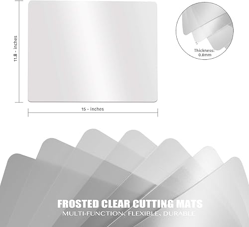 Miniatura 2 de Fotouzy Tablas de cortar de plástico flexibles para cocina, 4 alfombrillas de corte transparentes esmeriladas de 15 x 12 pulgadas, sin BPA, no