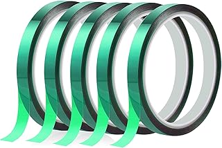 MECOLOUR Heat Tape for Heat Press,5 Rolls 6mm X 33m 108ft Heat Resistant Tape,Thermal Tape,Sublimation Tape,Heat Vinyl Press Tape Adhesive Transfer Tape,for Heat Press, HTV Craft,Fabrics