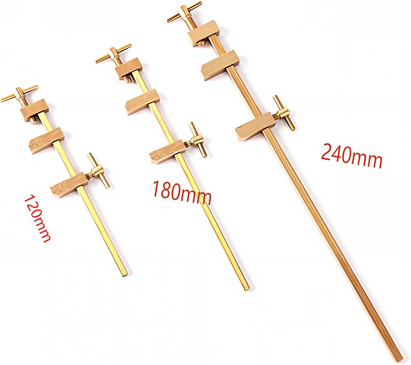 Chiloskit Solid Brass Miniature Bar Clamps Woodworking Clamps with Knurled Tightening Screws (120MM/4.7")