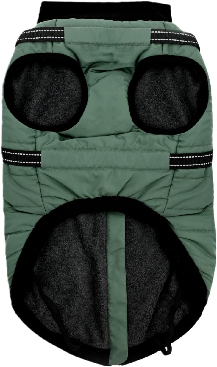 Dog Winter Coat with Hurns Built in, Dog Winter Jacket for Small, Medium, and Large Dogs, Water-Resistant?Windproof - Green - S - Image 7