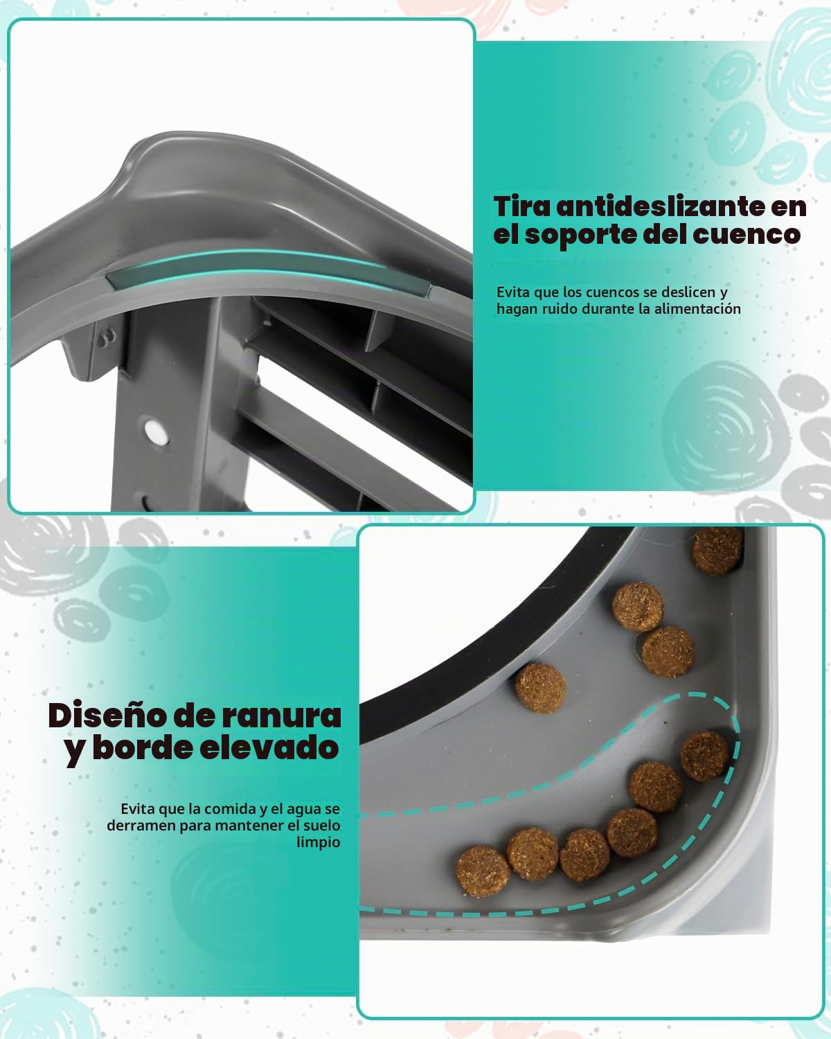 SCHITEC Comederos Elevados para Perros,Soporte Elevado Cuenco para Perro con Comedero Lento y Cuenco de Agua Sin Derrames,4 Alturas Ajustables Comedero para Perros Grandes, Medianos y Pequeños