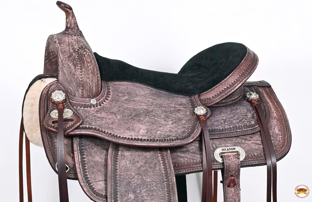 HILASON Western Horse Saddle American Leather Flex Tree Trail & Pleasure Antique Brown | for Horses