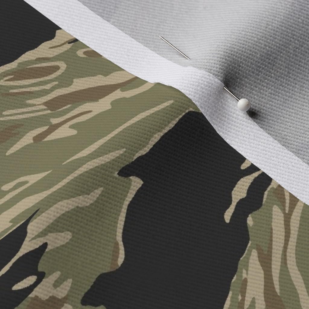 Spoonflower Fabric - Tiger Stripe Camo Printed on Denim Fabric by The Yard - Bottomweight Apparel Home Decor Upholstery