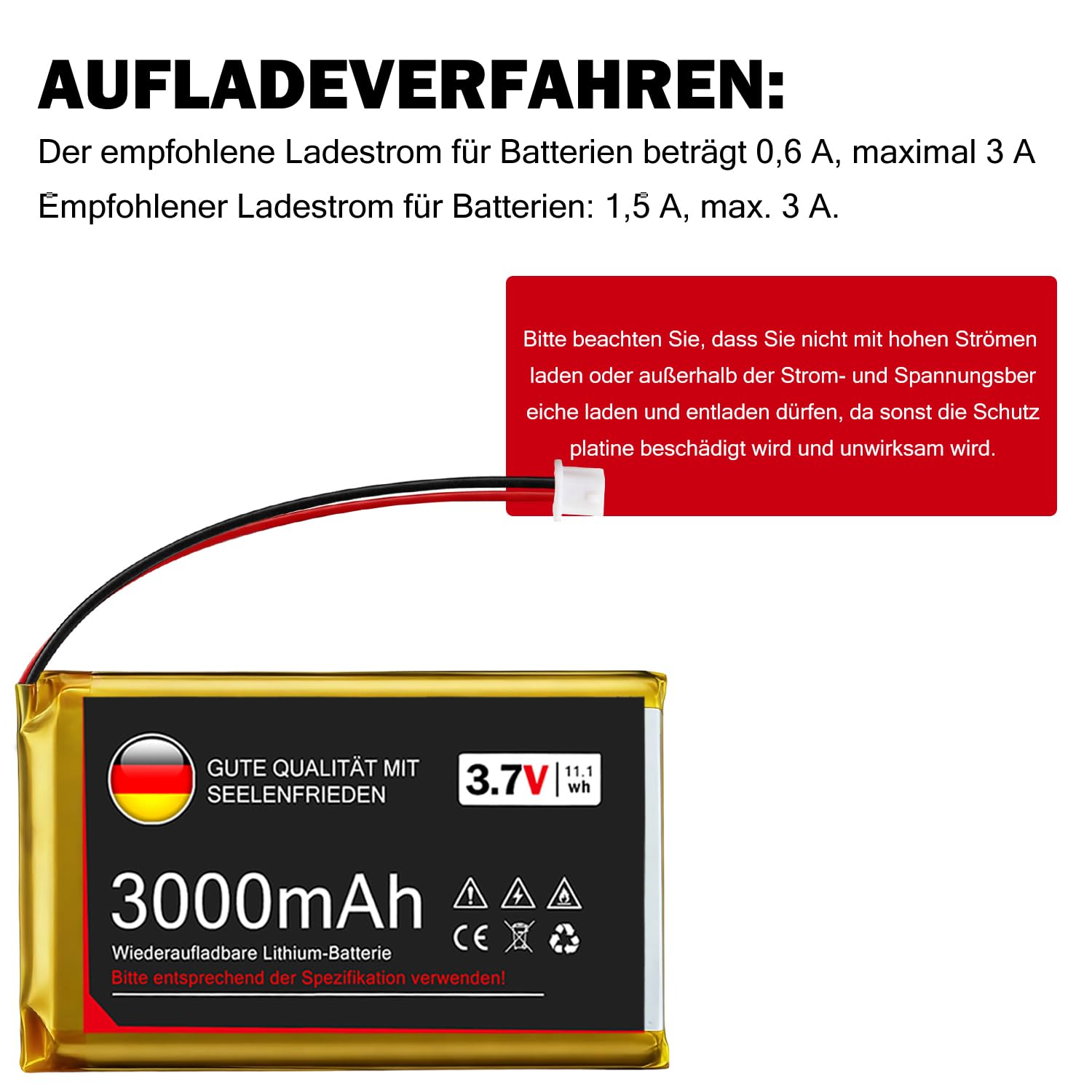 Batería de Litio de 3,7 V y 3000 mAh, 1S, 1C, LiPo con Placa de protección y Conector Micro JST 1.25 para Placa de Desarrollo Arduino Node MCU ESP32 (2 Piezas)