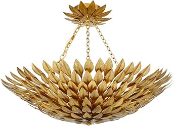 Crystorama Broche 6 Light Antique Gold Semi Flush Mount