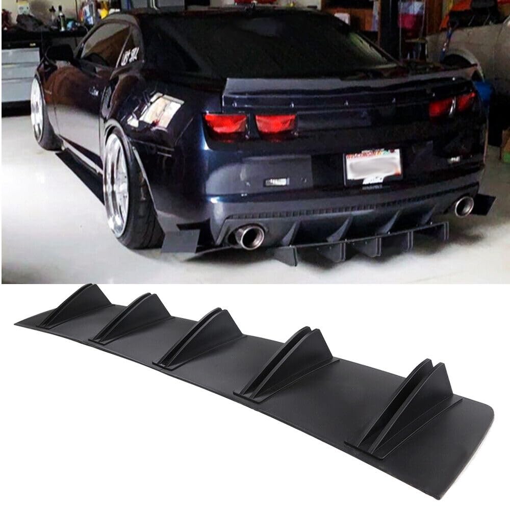 KYOSTAR Universal Rear Bumper Lip Diffuser Car Rear Bumper Chassis Black Spoiler Shark Fin Wing Glossy Black