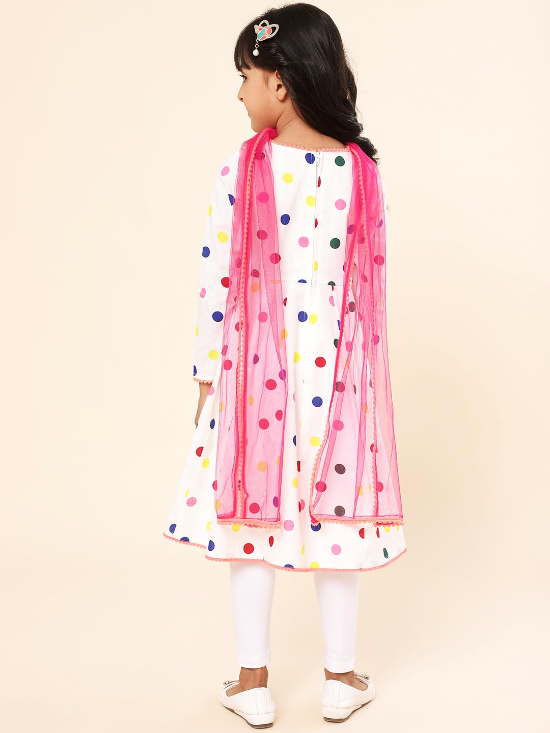 A.T.U.N. (ALL THINGS UBER NICE) Angrakha Dziewczęce bawełniane legginsy z nadrukiem Kurta z zestawem Dupatta, tradycyjny zestaw odzieży etnicznej na festiwale