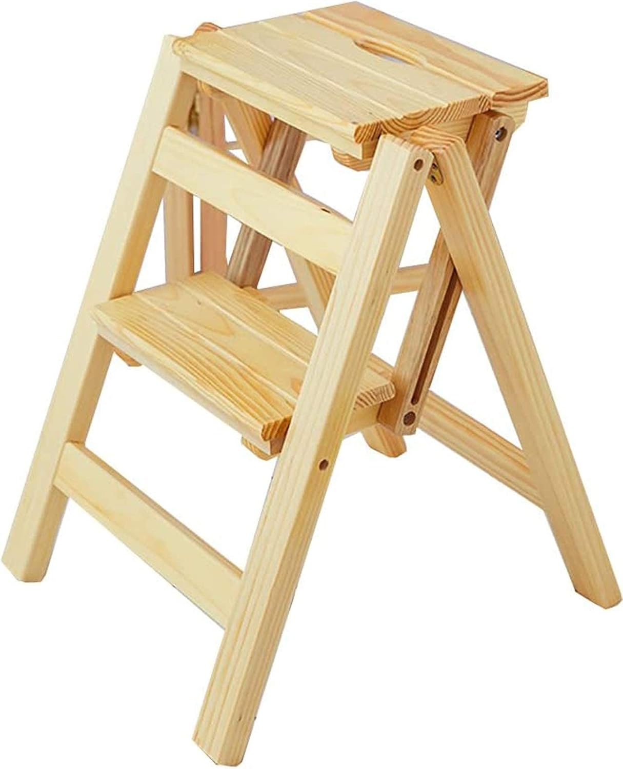 Folding Step Stool 2/3/4 Tier Wooden Ladders Small Foot Stools Wood Folding Step Stool for Adults & Kids Indoor Folding Stepladder Portable Shoe Bench Closet Step Stools for Bedroo