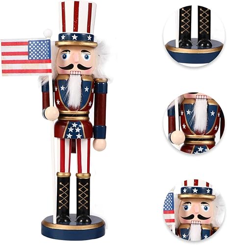 Miniatura 8 de Veemoon Figuras de cascanueces 1 pieza de madera de Navidad soldado cascanueces de madera pintada a mano estatua clásica tradicional de decoración