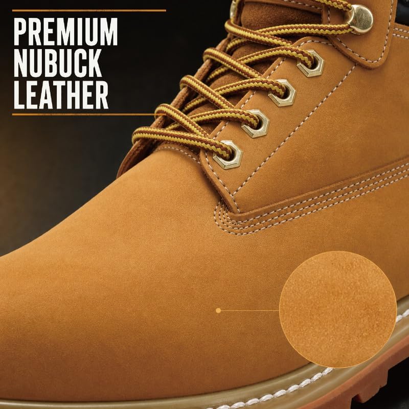 Work Boots for Men Soft Toe Non Slip Comfortable Leather Workboots