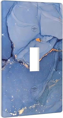 Miniatura 2 de Placas de interruptor de luz de palanca individuales de mármol azul dorado y cubiertas de enchufe, placa de pared eléctrica decorativa para