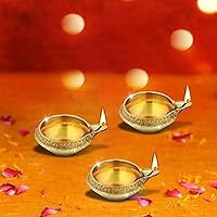 Vista 11 de Shubhkart Kuber - Juego de 6 lámparas de aceite profundo de latón macizo para puja y otros rituales religiosos Decoración del hogar, oficina