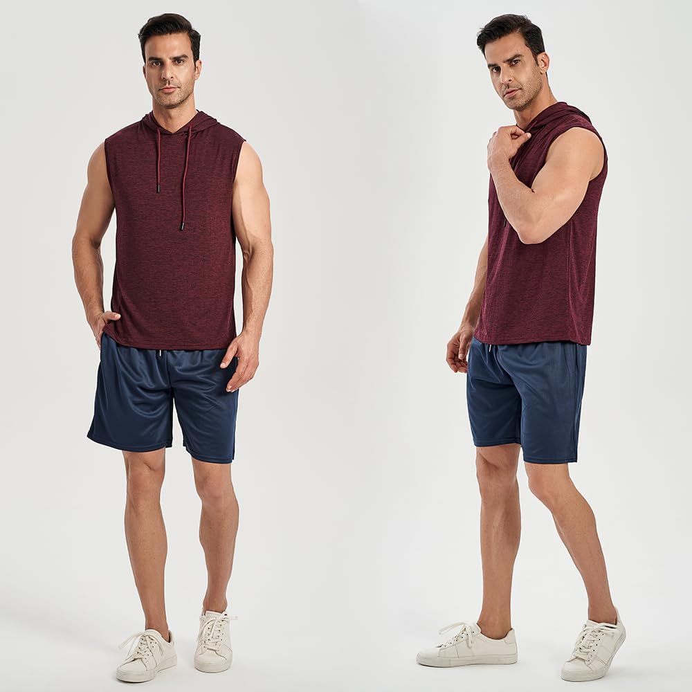 Men's 2 Pack Workout Tank Tops –Sleeveless Hoodies for Men Gym Training Essentials Hoodie, Bodybuilding Muscle Cut Off Shirts - Image 3