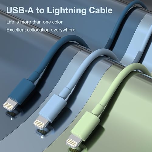 Miniatura 5 de Paquete de 6 cargadores de iPhone con certificación MFi de Apple, 3/3/6/6/10 pies, cable Lightning USB de nailon trenzado de alta velocidad, cable