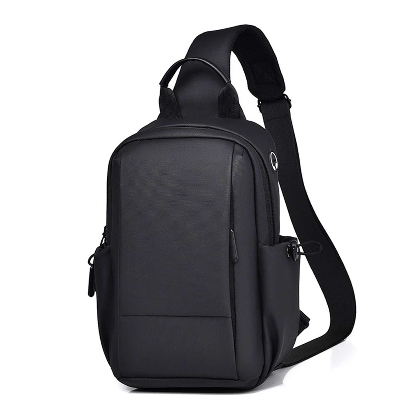 FANDARE Bolso Cruzado Hombre Bolso Hombre Mochila Cruzada Hombre Bolso Bandolera con Agujero de Auriculares PU Poliéster Bolsa Deportivas para Negocios Trabaja Viaje Bolso de Mensajero Negro