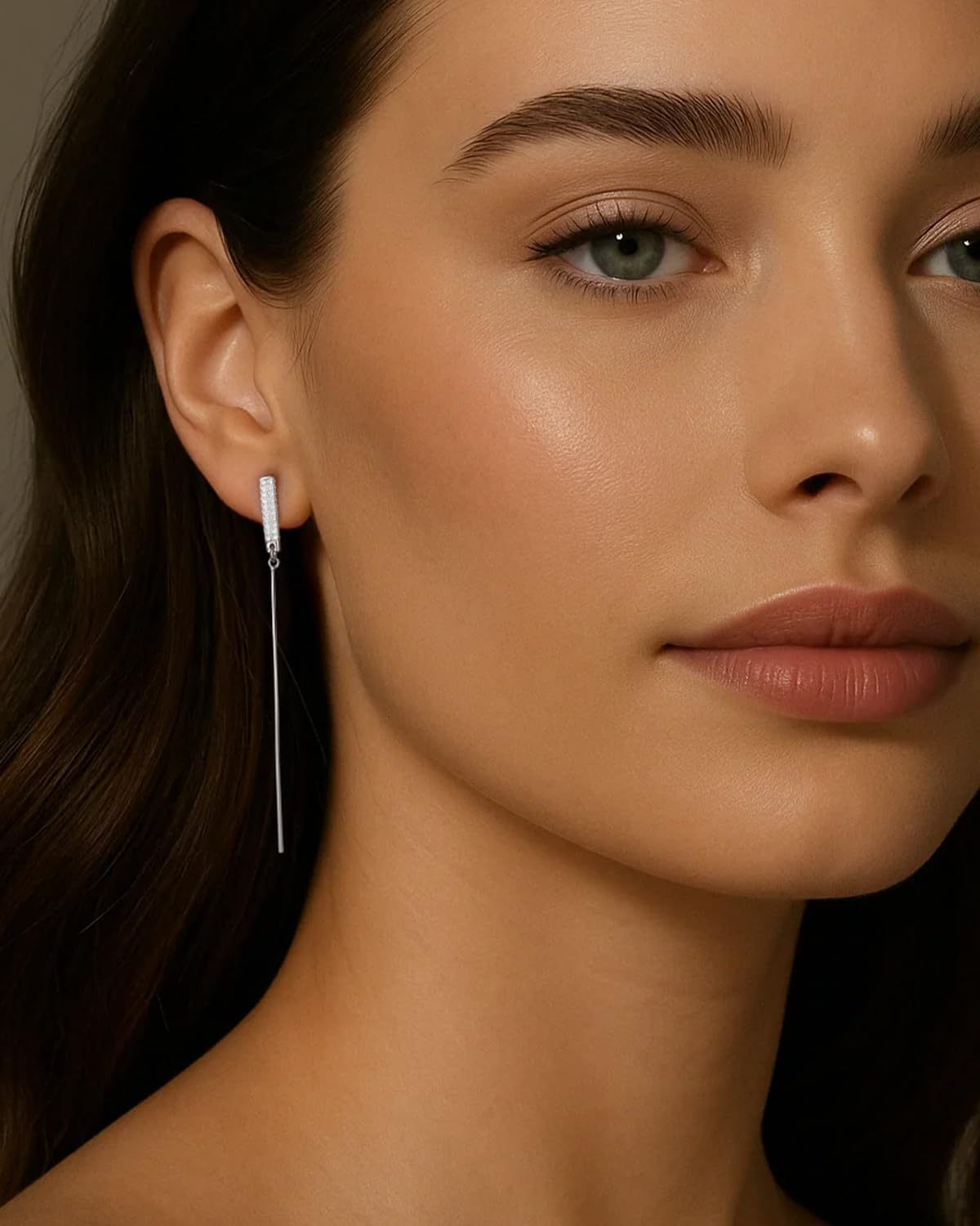 Asymmetrical Chain Dangle Earrings for Women 18K Gold Plated 925 Silver Circle and Long Ear Pin Tassel Chain Triangle Wing-Inspired 6A CZ Drop Earring Geometric Symbolic Earrings Jewelry Gifts