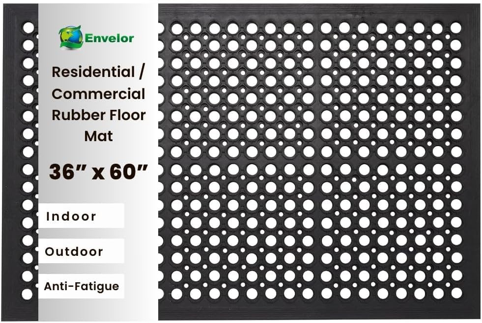 Envelor Home and Garden Durable Anti-Fatigue Restaurant Bar Drainage Rubber Floor Mat (Various Sizes) (36 X 60 inches)