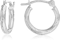 Vista 1 de Aretes redondos de oro blanco de 14 quilates grabados a mano con corte de diamante completo