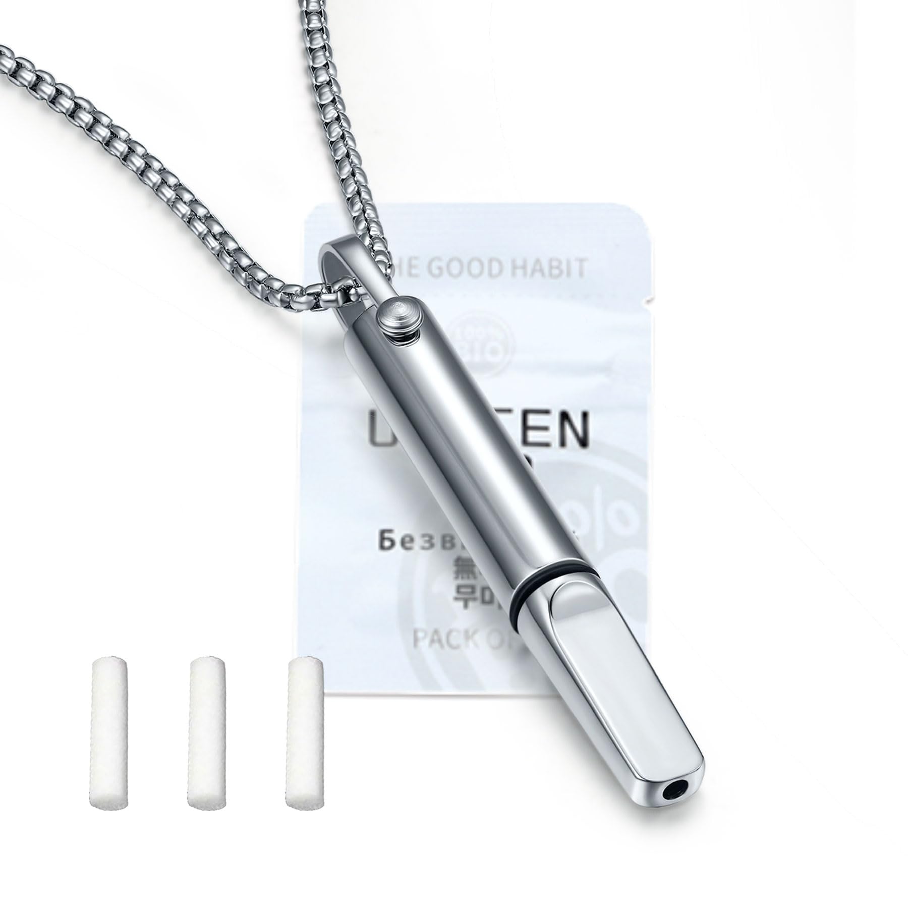 Exqele Breathing Necklace for Mindful Breathe Habit Aid and Anxiety Relief Breathlink Quit Smoking Smokeless Inhalers for Adult
