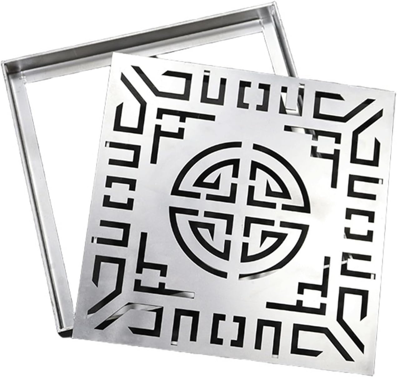 304 Stainless Steel Square Drain Grate, Outdoor Yard Sewer Cover with Frame, Removable & Anti-Clogging Design for Driveway and Garden(25 * 25cm/9.84 * 9.84in)