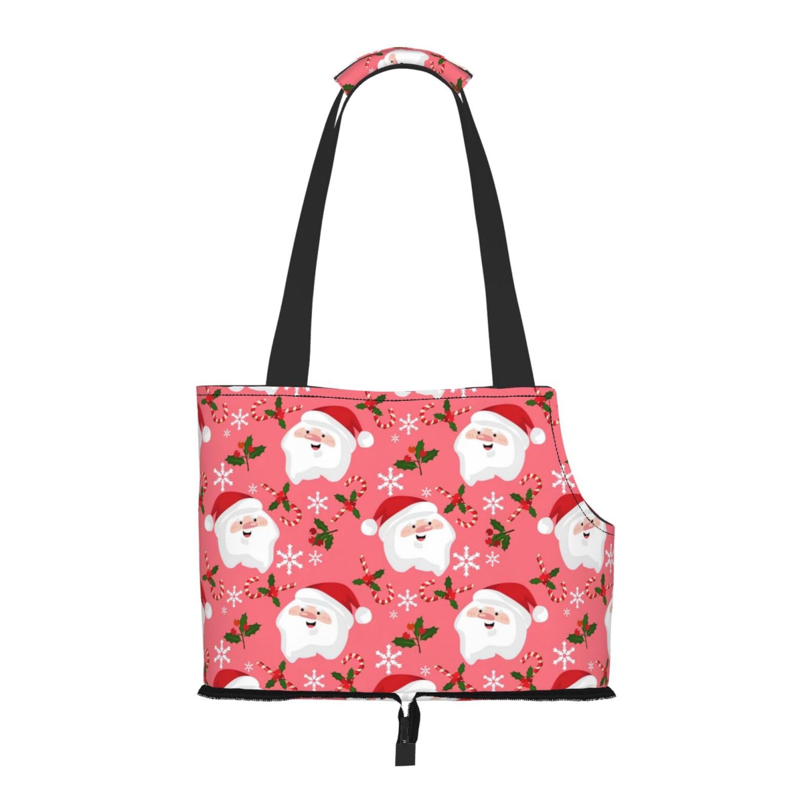 Xsovgoi Pet Carrier Purse, Christmas Santa Claus Dog Tote Bag Carrier, Pet Cat Tote Bag