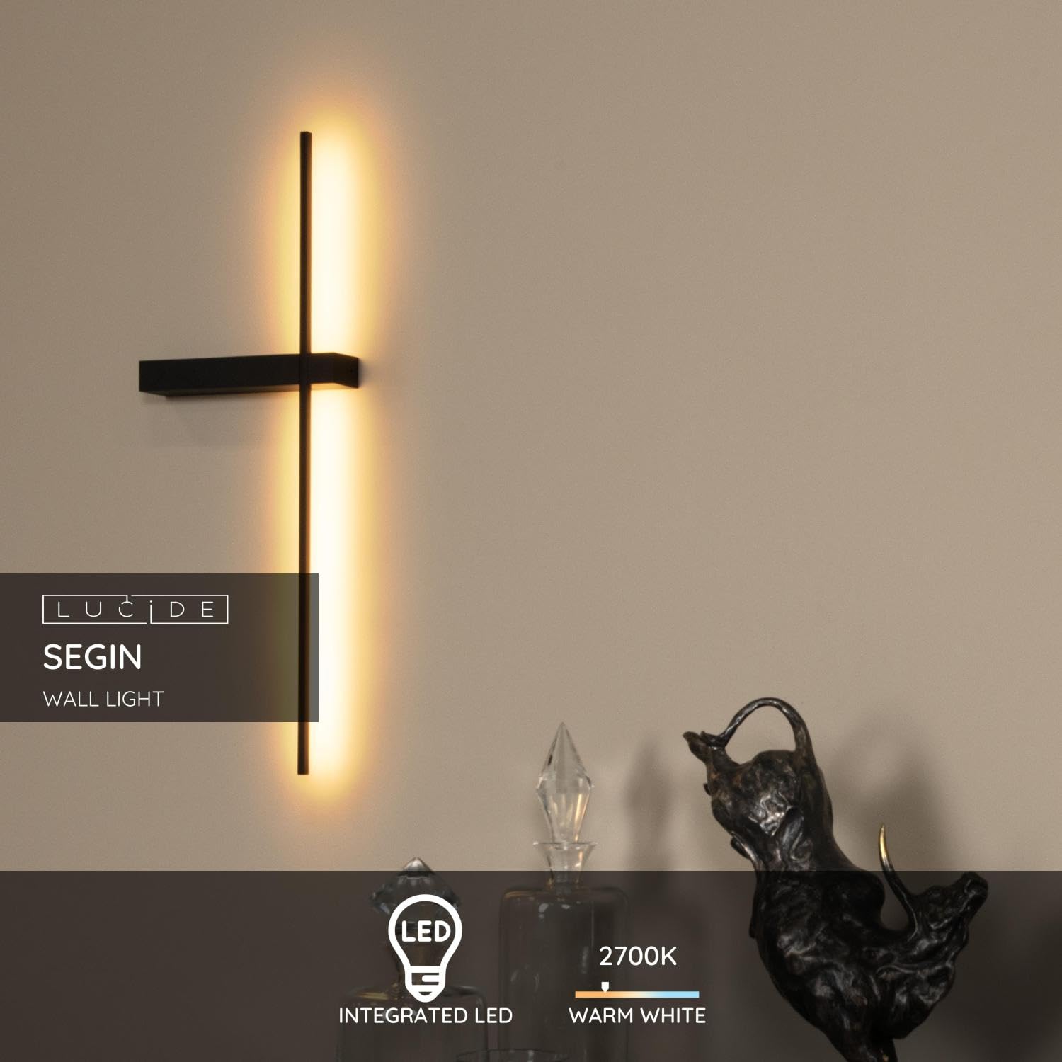LUCIDE SEGIN - Wall Light - LED - 1x6W 2700K - Black - Image 2