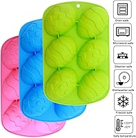 Vista 6 de Maxin Juego de 3 moldes de silicona para huevo, 6 moldes de chocolate de Pascua, molde antiadherente de grado alimenticio para hacer